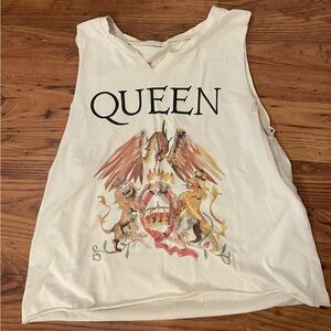 Queen band graphic print muscle tank top iconic crest logo
